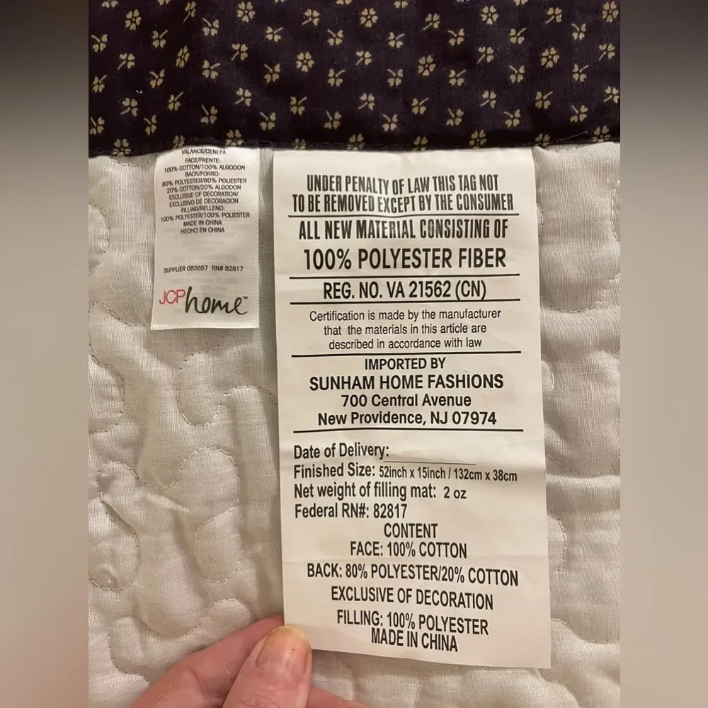 JC Penny Boho Home Quilted Valance New in Package